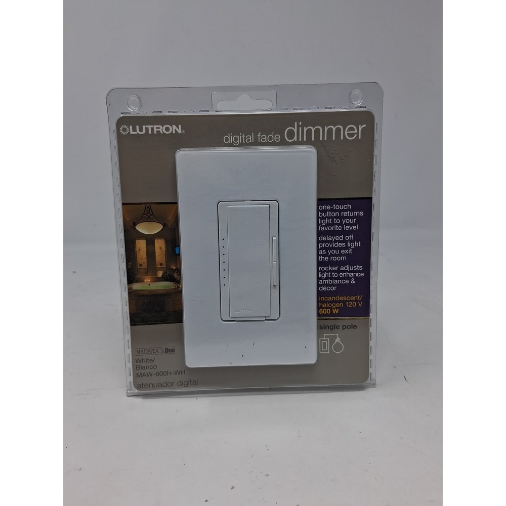 Lutron MAW600HWH Maestro Single Pole Digital Fade Dimmer Halogen Incandescent U